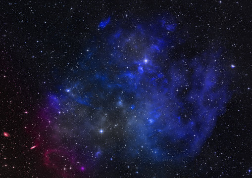 Star field in space and a nebulae. 3D rendering © Anatolii