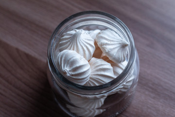 group of sweet meringue on a table