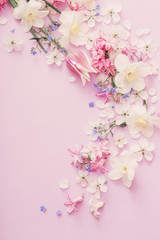 beautiful spring flowers on paper background