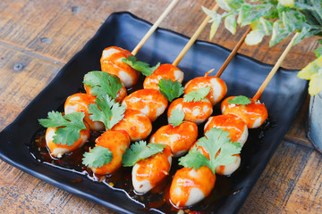 cooked with teriyaki japanese meatball grill