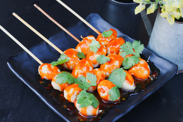 cooked with teriyaki japanese meatball grill