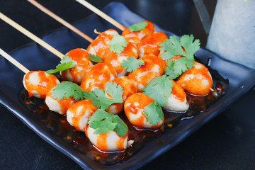 cooked with teriyaki japanese meatball grill