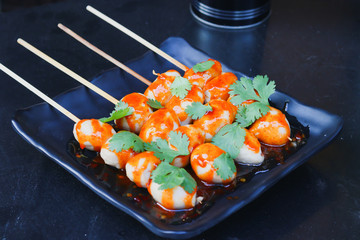 cooked with teriyaki japanese meatball grill