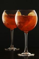 Two glasses with aperol spritz cocktail	