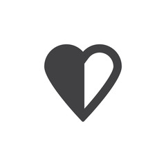 Halved heart vector icon. filled flat sign for mobile concept and web design. Abstract heart simple solid icon. Love and Valentine's Day symbol, logo illustration. Pixel perfect vector graphics