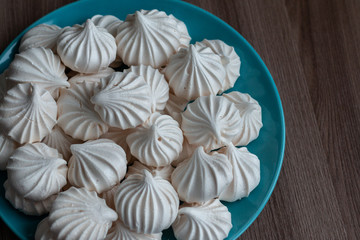 group of sweet meringue in a table