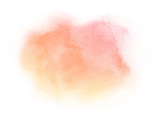 Watercolor artistic abstract red orange brush stroke isolated on white background