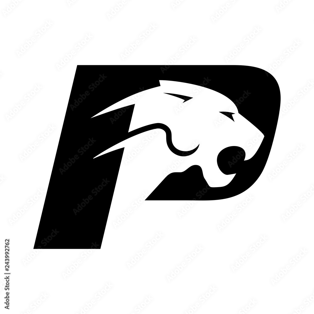 Poster phanter vector logo. letter p