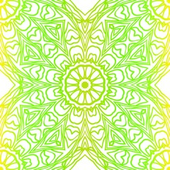 Green color seamless floral lace ornament. Vector illustration. Design for layout, page, background