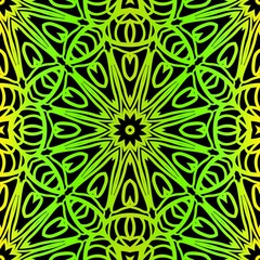 Green color seamless floral lace ornament. Vector illustration. Design for layout, page, background