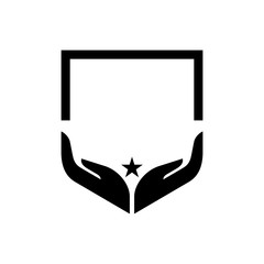 two hand shield logo - 243995738