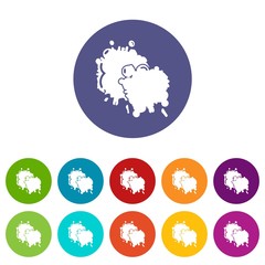 Paintball splash blob icons color set vector for any web design on white background