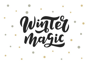 Fototapeta premium Winter magic hand drawn lettering