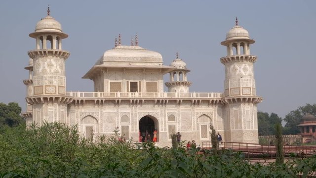 View of Tomb of I'timād-ud-Daulah (Itimad ud Daulah ka Maqbara) is a Mughal mausoleum in the city of Agra also known as "jewel box" or "baby taj"