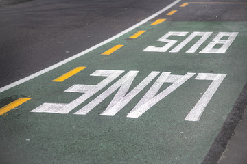 Bus Lane sign written on the road