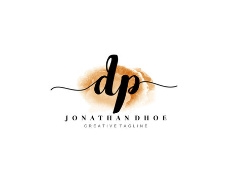D P Initial watercolor logo on white background. Logo template vector