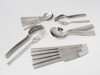silverware forks spoons knives cutlery on a white background
