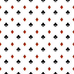 Poker card suit seamless pattern background. Can be used for wallpaper,fabric, web page background, surface texture.Abstract vector backround.