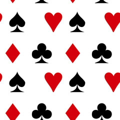 Poker card suit seamless pattern background. Can be used for wallpaper,fabric, web page background, surface texture.Abstract vector backround.