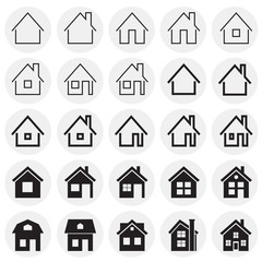 Home icons set on circles background for graphic and web design, Modern simple vector sign. Internet concept. Trendy symbol for website design web button or mobile app