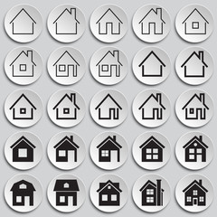 Home icons set on plates background for graphic and web design, Modern simple vector sign. Internet concept. Trendy symbol for website design web button or mobile app