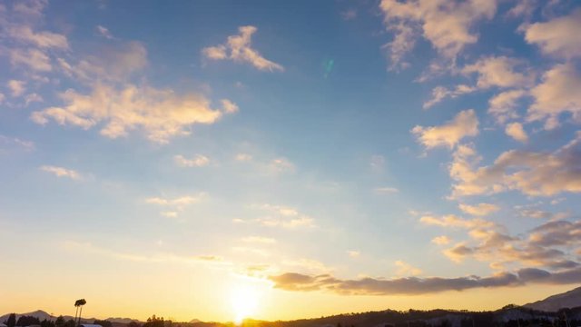 美しい夕焼け　日没　タイムラプス　4K UHD