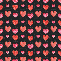 Watercolor Valentines seamless pattern