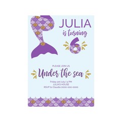 Cute birthday invitation for little mermaid Sea Party.Mermaid sixth birthday vector illustration 