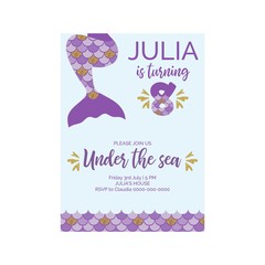 Cute birthday invitation for little mermaid Sea Party.Mermaid eighth birthday vector illustration 