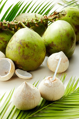 Fresh fruit coconut on white background