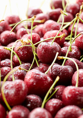 Fresh fruit red cherries, closeup. 