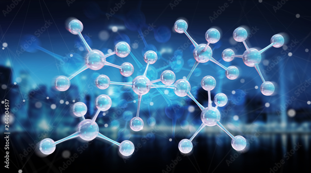 Aufkleber modern digital molecule structure 3d rendering