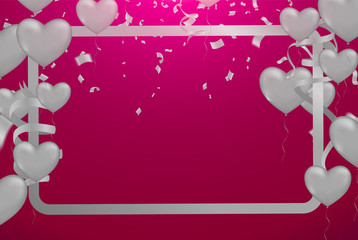 Valentines Background with white Hearts balloons. Greeting Card. Vector illustration Eps 10