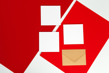 Photo. Template for branding identity. For graphic designers presentations and portfolios. Red and white