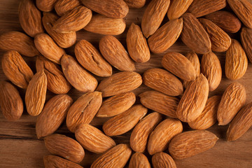 mix of nuts on a wooden table