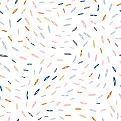 Vector organic seamless abstract background, botanical motif with stylized small leaves, freehand doodles pattern.
