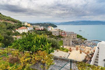 Fototapeta na wymiar View of Portovenere or Porto Venere town on Ligurian coast. Italy