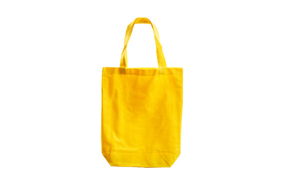 Yellow cloth bag on a white background.