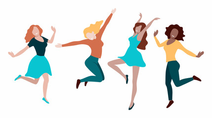 Happy dancing and jumping woman vector image.