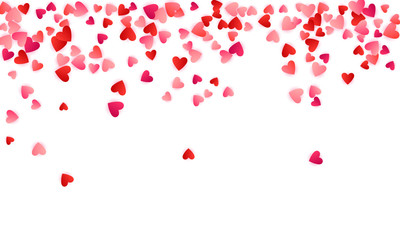 Red flying hearts bright love passion vector background.