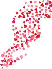 Red flying hearts bright love passion vector background.