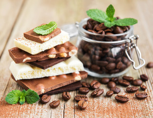 Chocolate and coffee beans