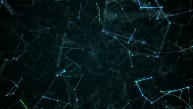 Abstract futuristic dot circle and line network structure motion graphic blue color black background. Computer network connection digital technology loop animation concept.