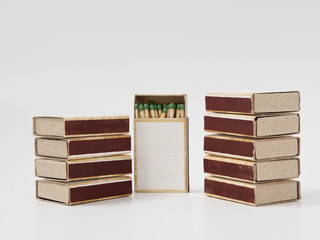 matches sulfur in a cardboard box on a white background.