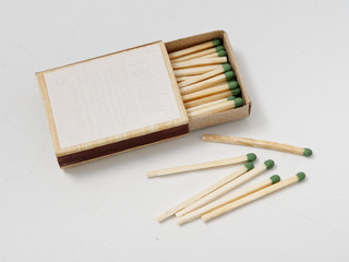 matches sulfur in a cardboard box on a white background.