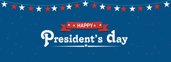 Fototapeta na wymiar President's Day header or banner design decorated with bunting stars.
