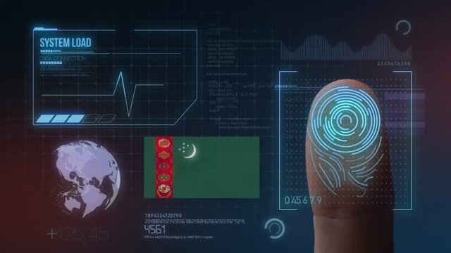 Finger Print Biometric Scanning Identification System. Turkmenistan Nationality