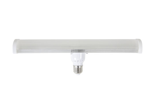 LED Lamp long look alike fluorescence but Connector type E27  new type and esy ,isolated on white