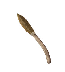 Ancient Stone knife or weapon isolated on white