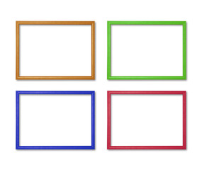 wooden frame colorful callection set isolated on white background